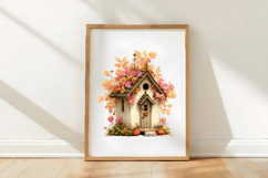 Whimsical Autumn Birds House Clipart Product Image 3