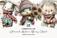 Whimsical Autumn Bunny Clipart Product Image 1