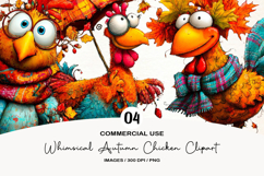 Whimsical Autumn Chicken Clipart Product Image 1