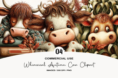 Whimsical Autumn Cow Clipart Product Image 1