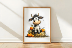 Whimsical Autumn Cow Clipart Product Image 3