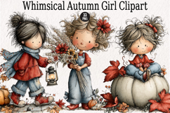 Whimsical Autumn Girl Clipart Product Image 1