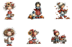 Whimsical Autumn Girl Clipart Product Image 2