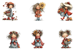 Whimsical Autumn Girl Clipart Product Image 3