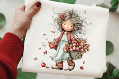 Whimsical Autumn Girls Clipart Product Image 2