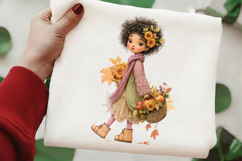 Whimsical Fall Autumn Girls Clipart Product Image 2