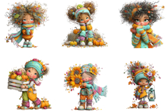 Whimsical Autumn Haevest Girl Clipart Product Image 2