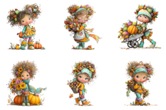 Whimsical Autumn Haevest Girl Clipart Product Image 3