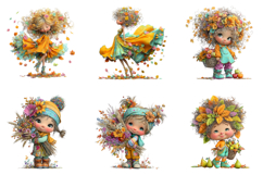 Whimsical Autumn Haevest Girl Clipart Product Image 6
