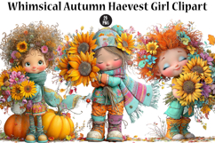 Whimsical Autumn Haevest Girl Clipart Product Image 1