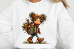Whimsical Autumn Little Girl Clipart Product Image 2