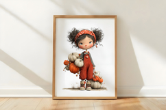 Whimsical Autumn Little Girl Clipart Product Image 3