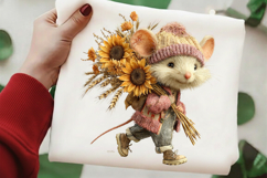 Whimsical Autumn Mouse Clipart Product Image 2