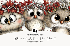 Whimsical Autumn Owl Clipart Product Image 1