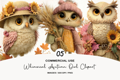 Whimsical Autumn Owl Clipart Product Image 1