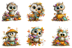 Whimsical Autumn Owl Clipart Product Image 3