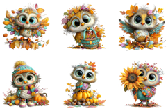 Whimsical Autumn Owl Clipart Product Image 4