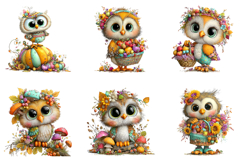 Whimsical Autumn Owl Clipart Product Image 5