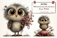Whimsical Autumn Owl Clipart PNG Product Image 1