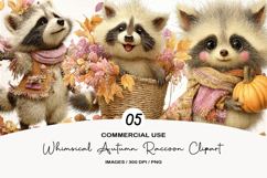 Whimsical Autumn Raccoon Clipart Product Image 1