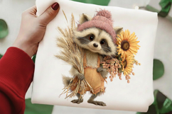 Whimsical Autumn Raccoon Clipart Product Image 2