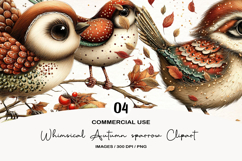 Whimsical Autumn sparrow Clipart Product Image 1
