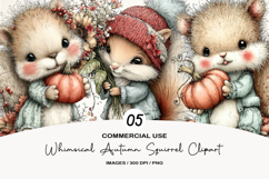 Whimsical Autumn Squirrel Clipart Product Image 1