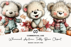 Whimsical Autumn Teddy Bear Clipart Product Image 1