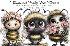 Whimsical Baby Bee Clipart Product Image 1
