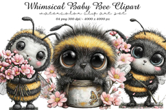 Whimsical Baby Bee Clipart Product Image 1