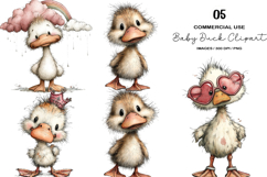 Whimsical Baby Duck Clipart PNG Product Image 1