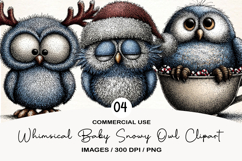 Whimsical Baby Snowy Owl Clipart Product Image 1