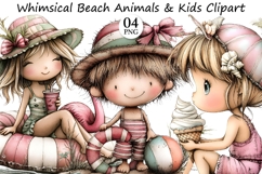 Whimsical Beach Animals &amp; Kids Clipart Product Image 1