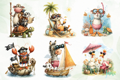 Whimsical Beach Animals Png Clipart Product Image 2