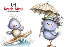 Whimsical Beach Birds Clipart Product Image 1