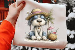 Whimsical Beach Dog Watercolor Clipart Product Image 2