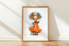 Whimsical Beach Girl Watercolor Clipart Product Image 3