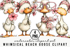 Whimsical Beach Goose Clipart Product Image 1