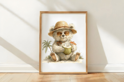 Whimsical Beach Teddy Watercolor Clipart Product Image 3