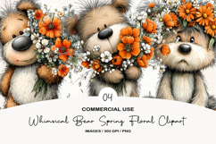 Whimsical Bear Spring Floral Clipart Product Image 1