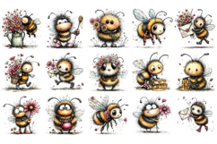 Whimsical Bee Clipart Sublimation PNG Product Image 3