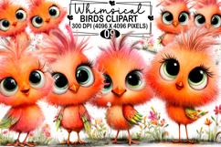 Whimsical Birds Clipart Watercolor png Product Image 1