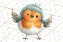 Pastel Bird PNG, Whimsical Bird Art, Fluffy Bird Clipart Product Image 3