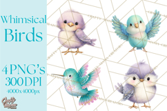 Pastel Bird PNG, Whimsical Bird Art, Fluffy Bird Clipart Product Image 1