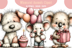 Whimsical Birthday Animals Clipart Product Image 1