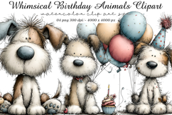 Whimsical birthday animals clipart Product Image 1