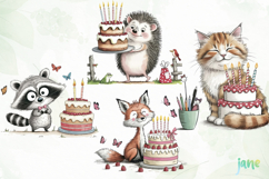 Whimsical Birthday Animals PNG Clipart Product Image 1