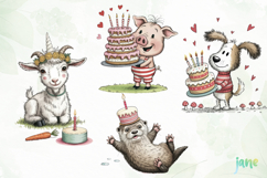 Whimsical Birthday Animals PNG Clipart Product Image 1