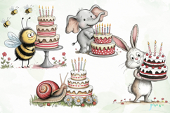 Whimsical Birthday Animals PNG Clipart Product Image 1