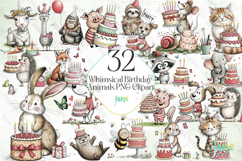 Whimsical Birthday Animals PNG Clipart Product Image 1